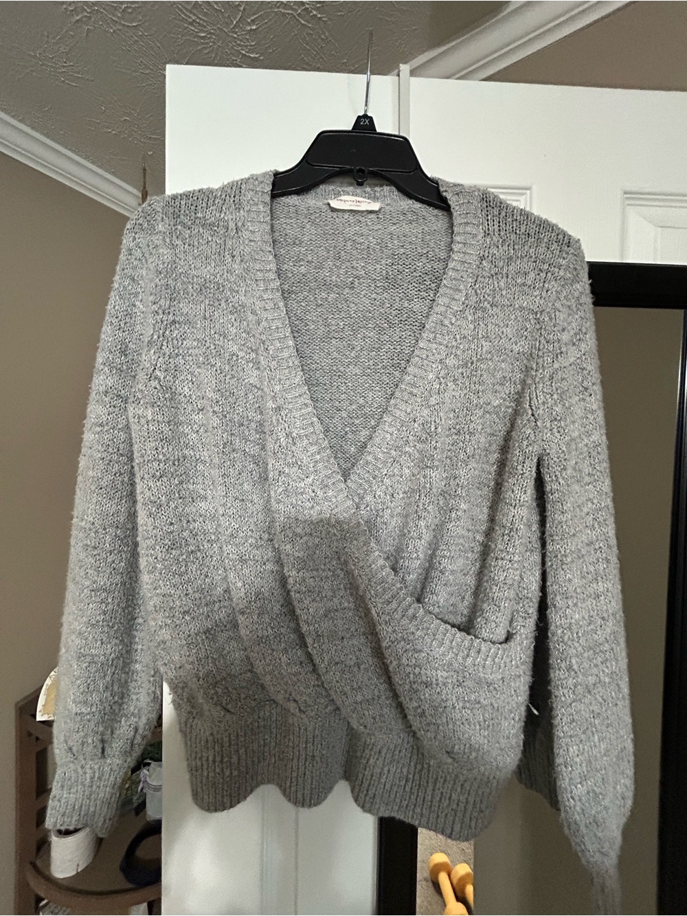 American Threads Gray V-Neck Wrap Sweater